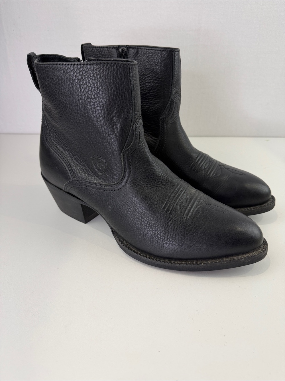 Ariat Black Leather Short Cowboy Boots